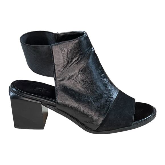 Urban Outfitters Black Leather And Suede Peep Toe Bootie - Picture 1 of 6